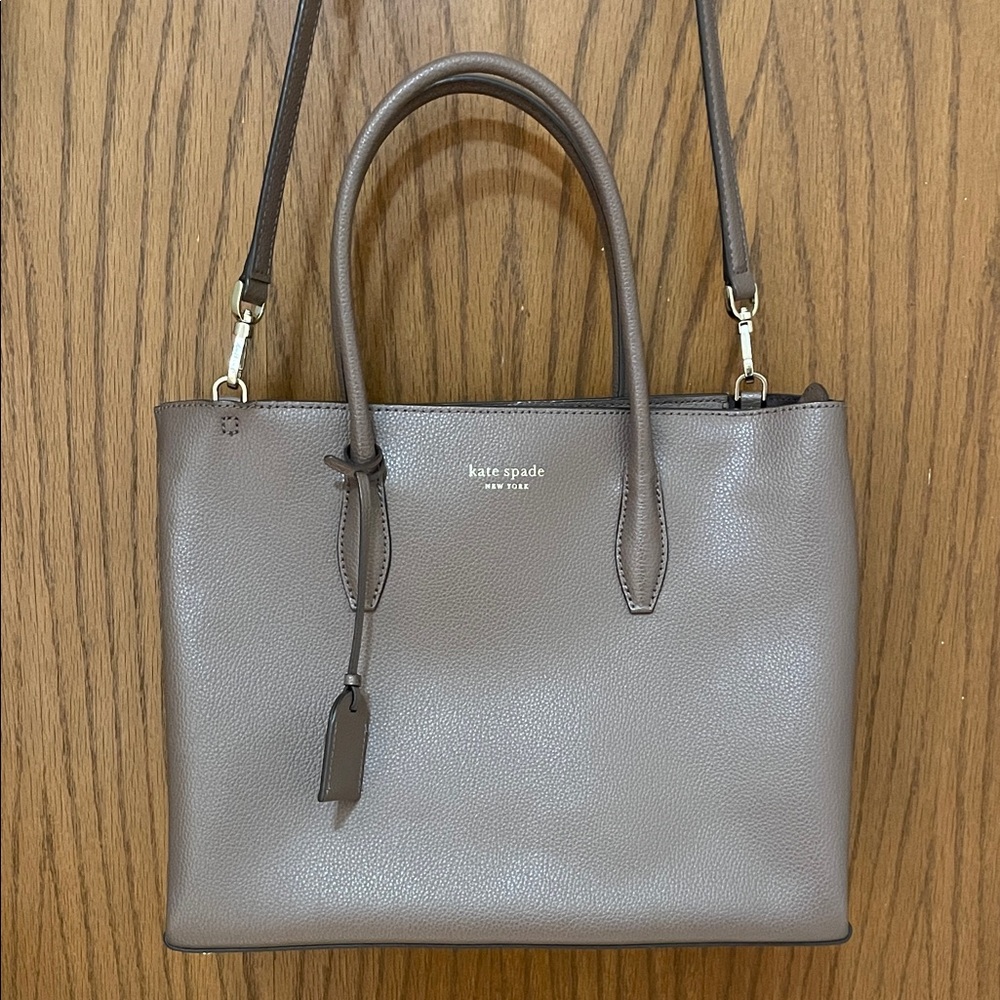 Kate Spade ♠️ UEC Taupe Brown Leather Shoulder crossbody or handbag - Picture 1 of 15